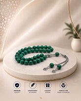 Aqeeq beads tasbeeh dark green colour with chain