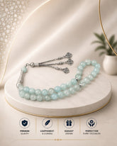 Aqeeq beads tasbeeh sea green colour with chain