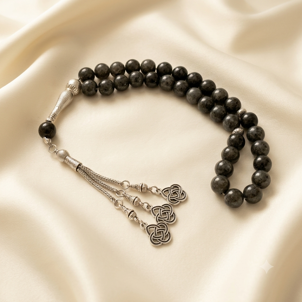 Aqeeq beads tasbeeh black colour with chain