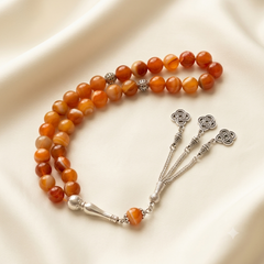 Aqeeq beads tasbeeh light brown colour with chain