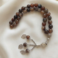 Aqeeq beads tasbeeh brown colour  with chain