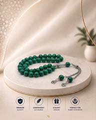 Aqeeq beads tasbeeh dark green colour  with chain