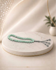Aqeeq beads tasbeeh sea green colour with chain