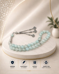 Aqeeq beads tasbeeh sea green colour with chain