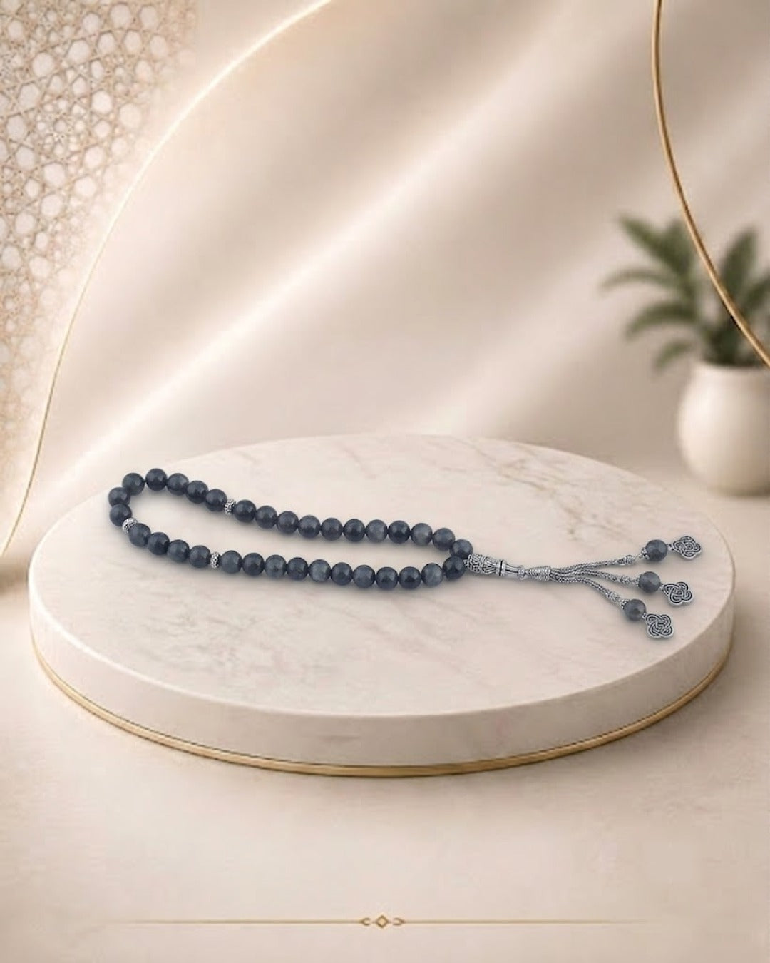 Aqeeq beads tasbeeh black colour with chain