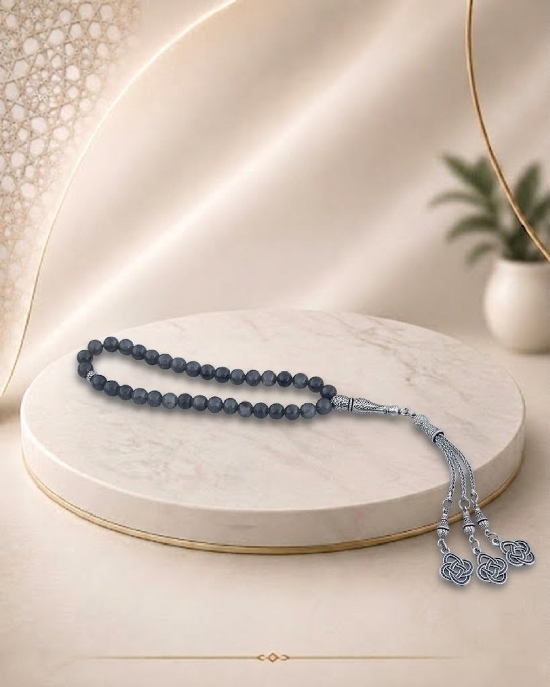 Aqeeq beads tasbeeh black colour with chain