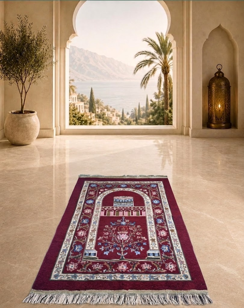 Gift prayer mat with premium pearl beads tasbeeh 03