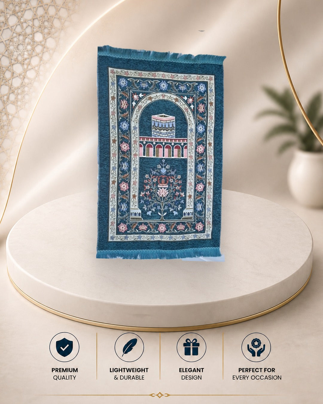 Gift prayer mat with premium pearl beads tasbeeh 02