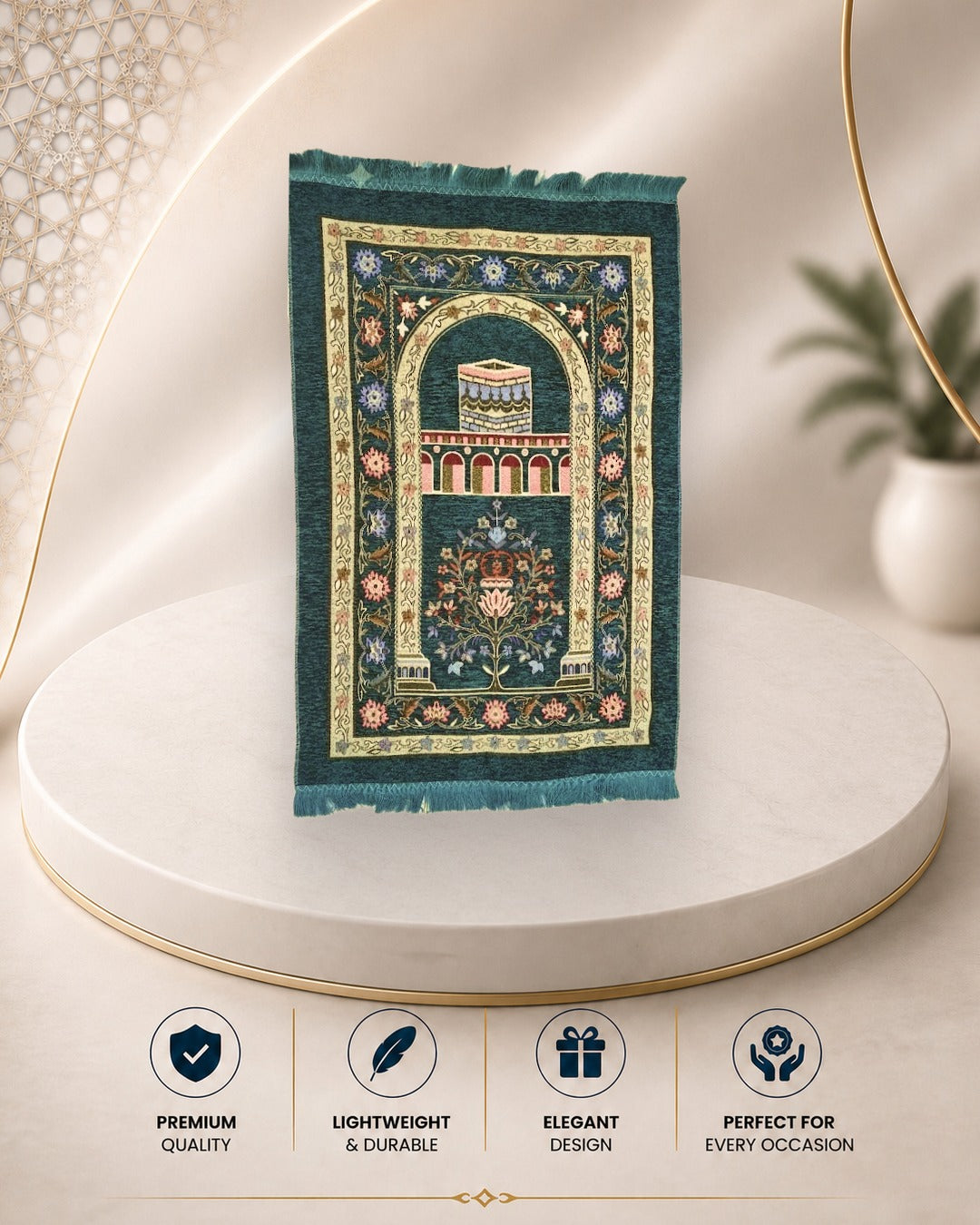Gift prayer mat with premium pearl beads tasbeeh 01